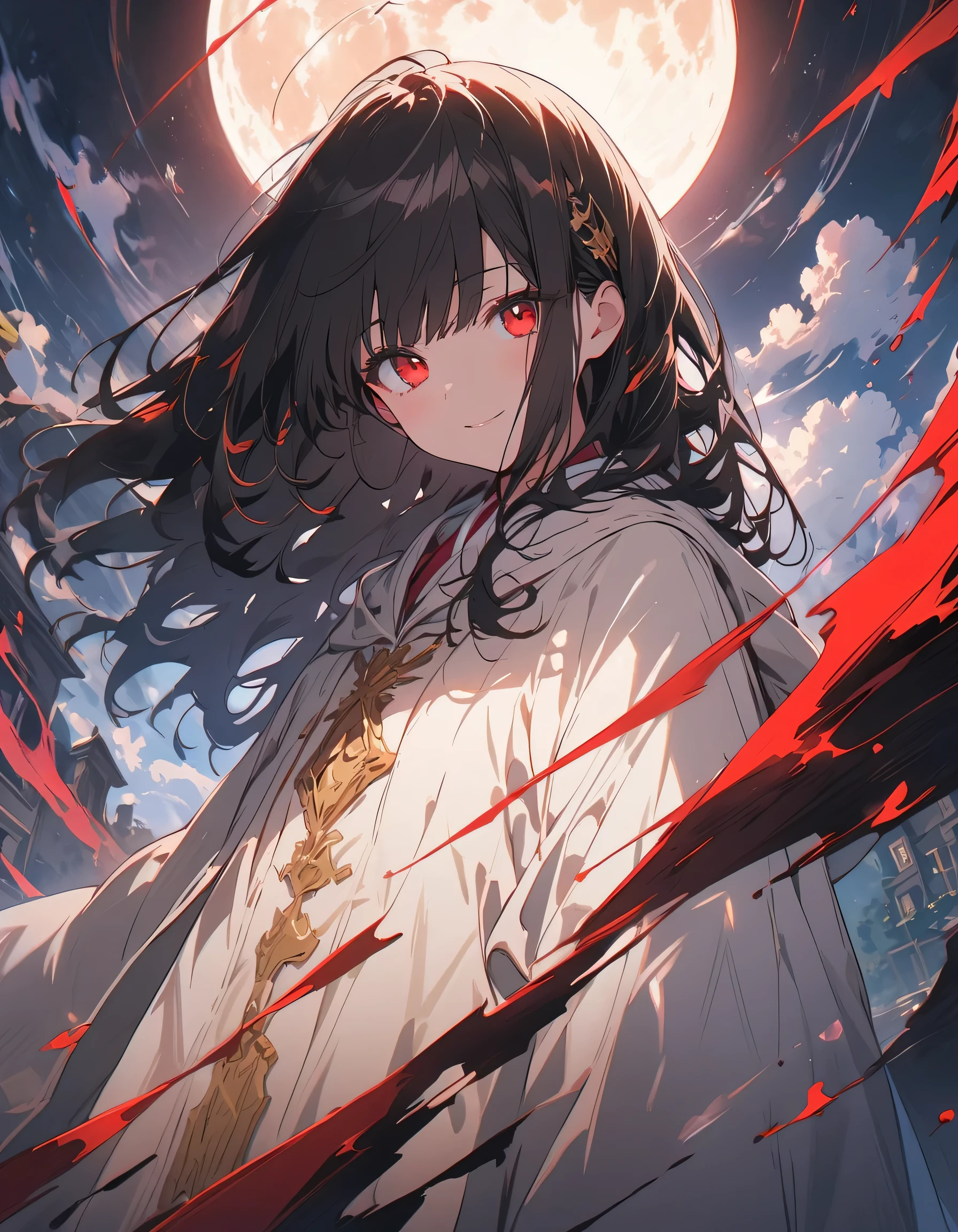 (masterpiece),(highest quality), figure, (Fantasy:1.4), Brown long hair, Long eyelashes, Round eyes, A light smile, Surrealism, Cast a Shadow, Anaglyph, Stereogram, Atmospheric perspective, 8k, Super Detail, Accurate, highest quality, 超High resolution, Textured skin, Long dress, moon, Flowers , paper_cut、(highest quality、masterpiece、High resolution、detailed)、anime style、Flat Style、(Shining Eyes、Beautiful Face), BREAK,1 girl、extremely detailed(The Shining), Best lighting, Best Shadow、floating, (High saturation),Dynamic Angle、anime