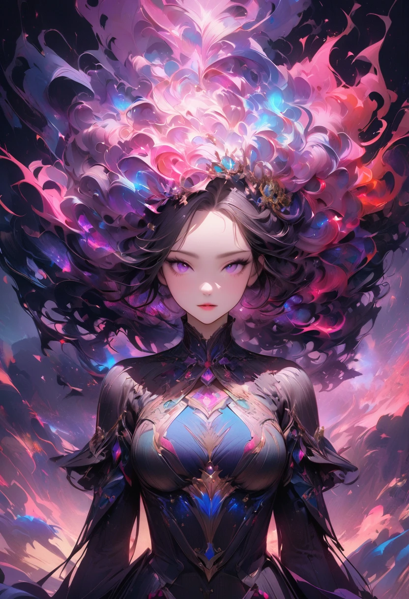 galaxias, space, Starcloud, stars, glitters, Smoke, (Girl shape), intricately details, rendering by octane, Ultra photo realsisim , rendering by octane, 8K, uplit ,Purple dream art