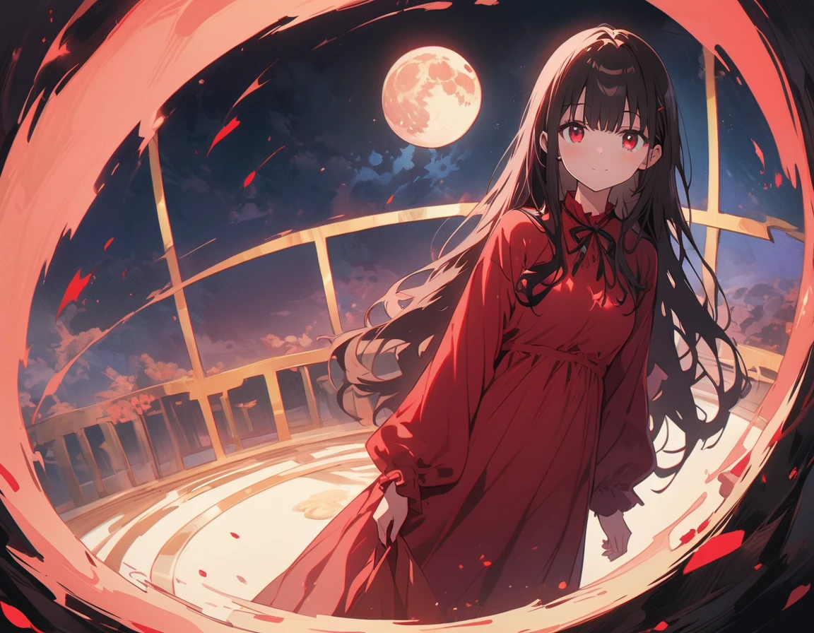 (masterpiece),(highest quality), figure, (Fantasy:1.4), Brown long hair, Long eyelashes, Round eyes, A light smile, Surrealism, Cast a Shadow, Anaglyph, Stereogram, Atmospheric perspective, 8k, Super Detail, Accurate, highest quality, 超High resolution, Textured skin, Long dress, moon, Flowers , paper_cut、(highest quality、masterpiece、High resolution、detailed)、animeスタイル、Flat Style、(Shining Eyes、detailed美しい顔), BREAK,1 girl、extremely detailed(The Shining), Best lighting, Best Shadow、floating, (High saturation),Dynamic Angle、anime