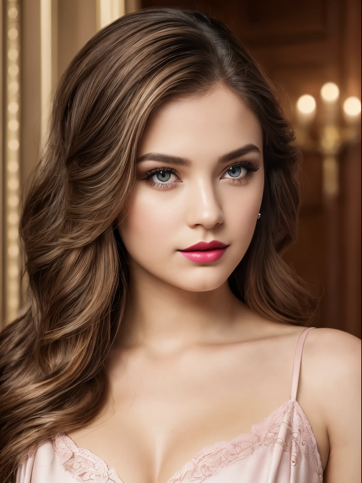 (Best quality,8K,A high resolution,Masterpiece:1.2, DSLR, 16k ),Ultra-detailed,(Realistic,Photorealistic,photo-realistic:1.37),Portrait, Creative style artwork, Historical, classical, Sophisticated, plethora of colors ,Highly detailed, Soft lighting, luxurious environment , black dress, there is young woman , girl wearing a red classy royal dress, performing a music video, slim fit (oval perfect shape, asymmetrical face structure, perfect proportion, almond eye type, hazal eye color, detailed eyes, red hair color, 36 inch breasts, hourglass figure, slim body, pale white skin tone ,sexy girl, 23 years old, soft wavy hair, looking away, attitude expression, professional makeup, pink lips)