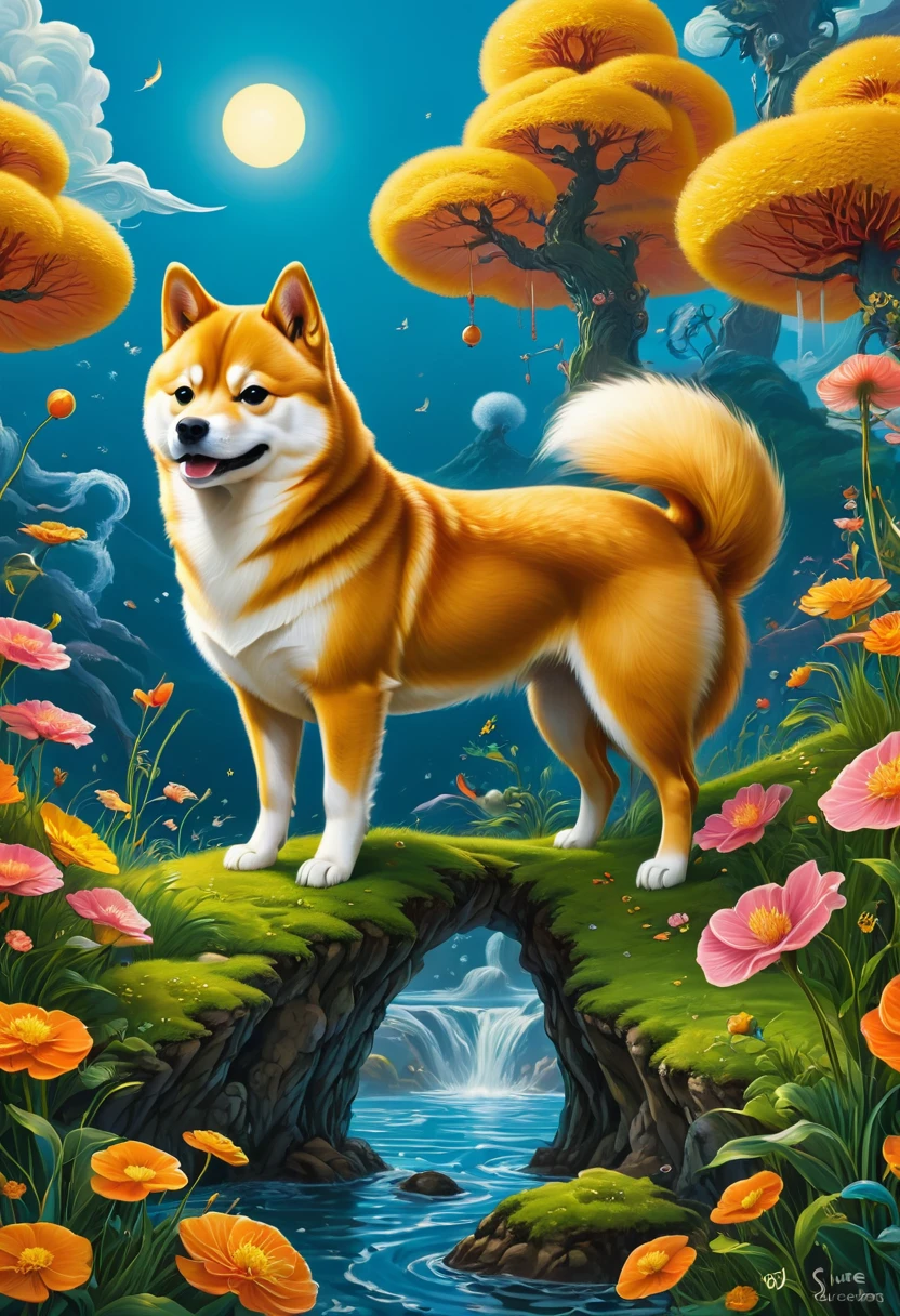 A Shiba Inu, by dr seuss, best quality, masterpiece, very aesthetic, perfect composition, intricate details, ultra-detailed