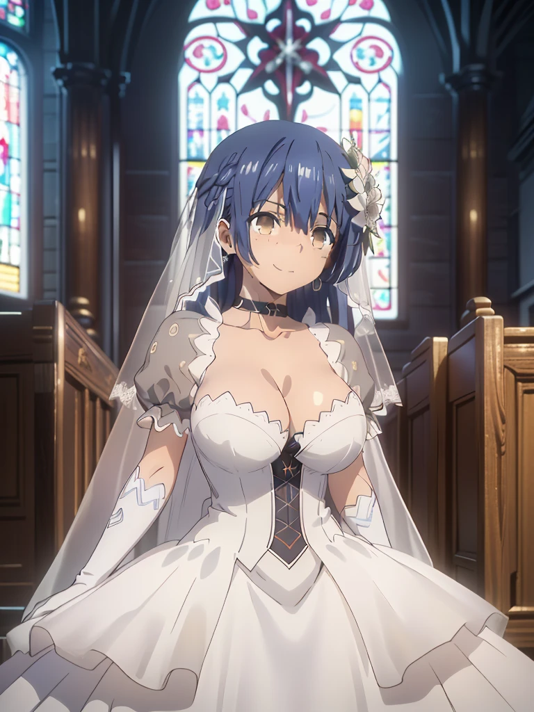 gran calidad ++ Extremely detailed high resolusionolution, very aesthetic, ojos expresivos, (((Cara perfecta))), (((face symmetrical))), ((good )), (((manos perfectas))), (((8k))), UHD, Fondo de pantalla HD, (((alta calidra detallada, (((((1girl)))))), solamente, Obra maestra, La mejor calidad, high resolusion, Altamente detallado, (illustration), hermosos ojos detallados, (((combatant))), ((((Date A Live)))), (((itsuka shiori))), (((natsuru senou))), ((((itsuka shidou)))), (((blue hair))), (((brown eyes))), (((straight hair))), (((((long hair))))), (((anime))), (((mature female))), (((gigantic breasts))), (((church))), (((wedding dress))), labios brillantes, They are smiling, guantes largos de raso blancos hasta el codo, ((((cuerpo completo)))), Guantes blancos de codo, Dedos detallados, Dedos precisos, Manos no antinaturales, strange eye,
