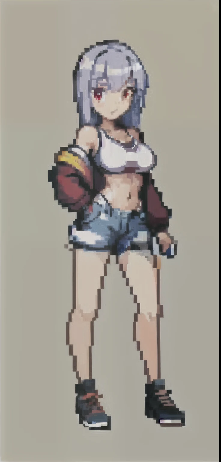 zPDXL, zPDXLxxx, score_9, score_8_up, score_7_up, score_6_up, score_5_up, score_4_up, BREAK StardewValley, Pixel art, (topless:1.2), hotpants, sexy pose, teasing, (thick body:0.9)