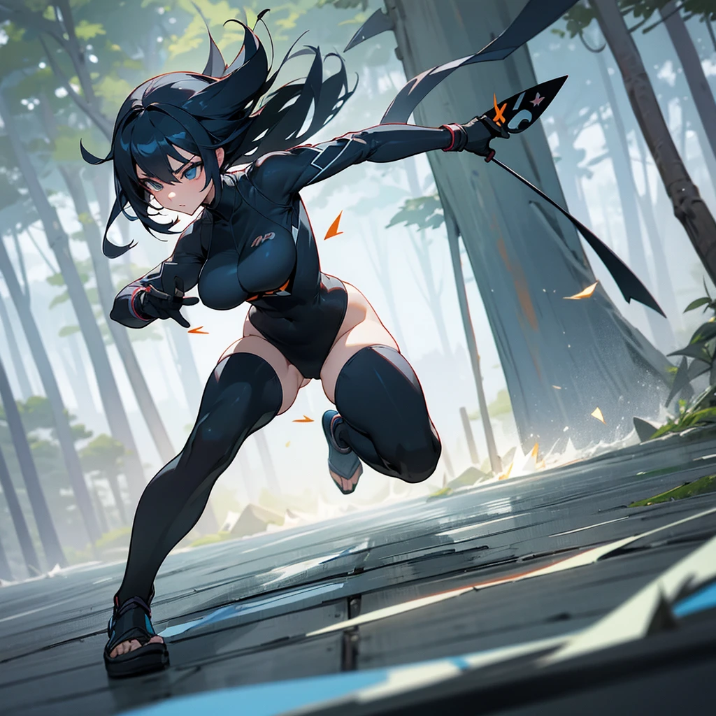 Isometric 3D、Female ninja、Sprint感、Uplifting、Concentrated line、forest、Throwing shurikens、Sprint、Very precisely、Large Breasts、Panty shot、High quality、Full body cut、Two people、Bob、Perfect body