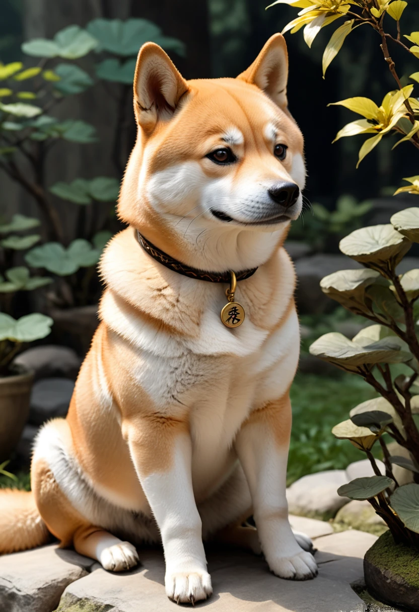 a Shiba Inu, (masterpiece, best quality, Professional, perfect composition, very aesthetic, absurdres, ultra-detailed, intricate details:1.3), by xu beihong