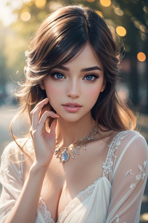 (best quality,4k,8k,highres,masterpiece:1.2),ultra-detailed,(realistic,photorealistic,photo-realistic:1.37),Instagram model,beautiful detailed eyes,beautiful detailed lips,extremely detailed eyes and face,long eyelashes,gorgeous face makeup,perfectly manicured nails,stylish and trendy outfit,confident and alluring pose,picturesque outdoor location,vibrant and colorful background,soft natural lighting,bokeh effect,HD,portrait photography,artistic filters,dreamy color palette