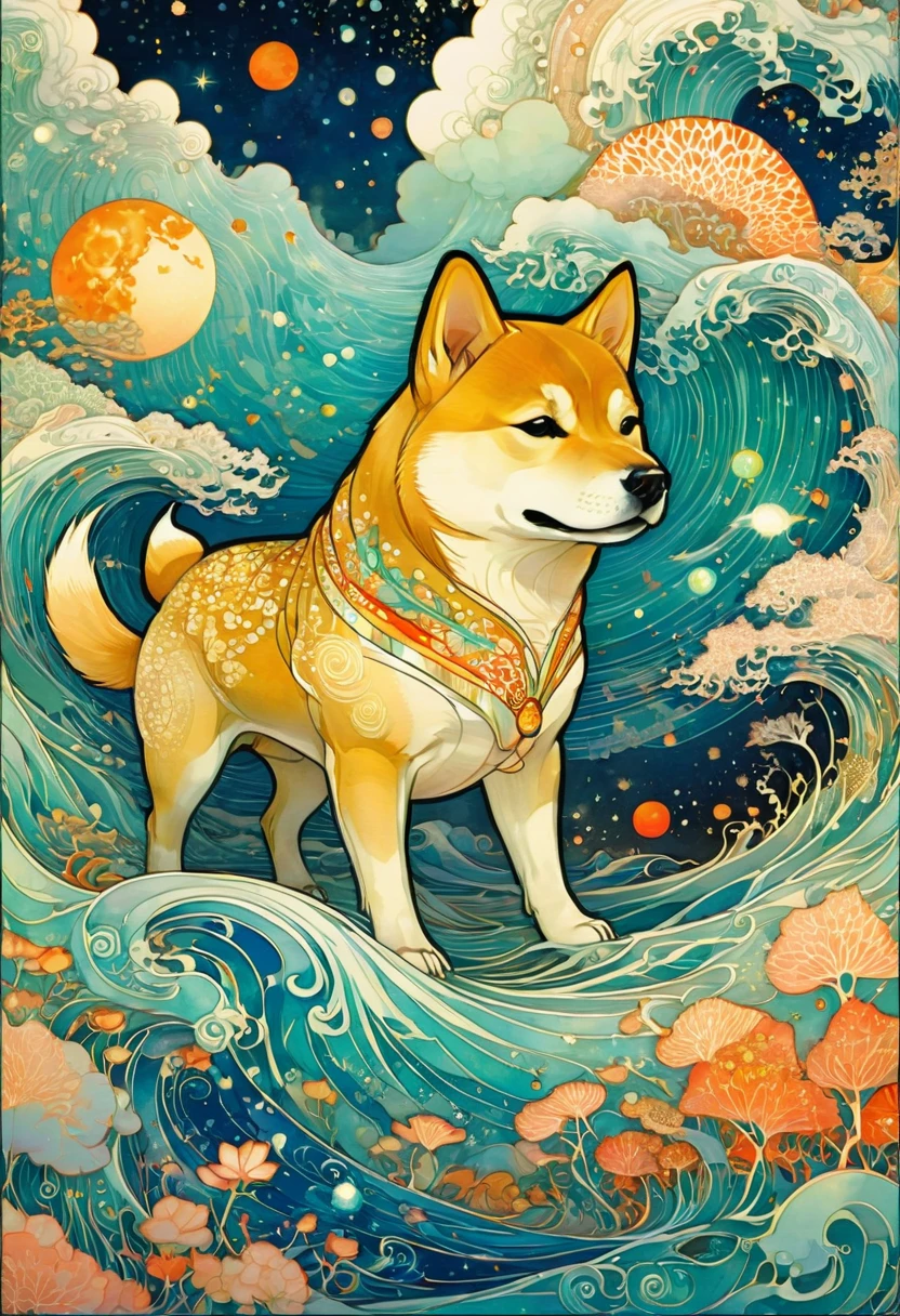 A Shiba Inu, by Victo Ngai, best quality, masterpiece, very aesthetic, perfect composition, intricate details, ultra-detailed