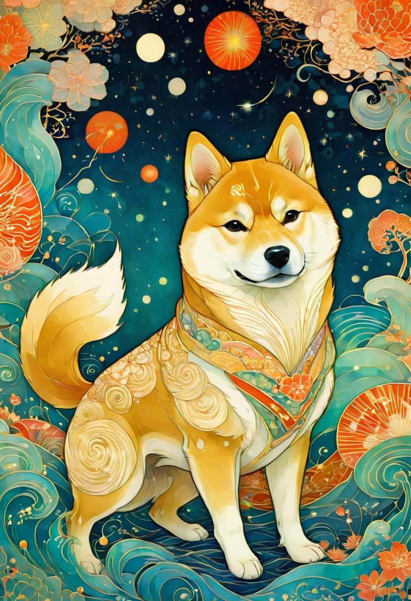 A Shiba Inu, by Victo Ngai, best quality, masterpiece, very aesthetic, perfect composition, intricate details, ultra-detailed