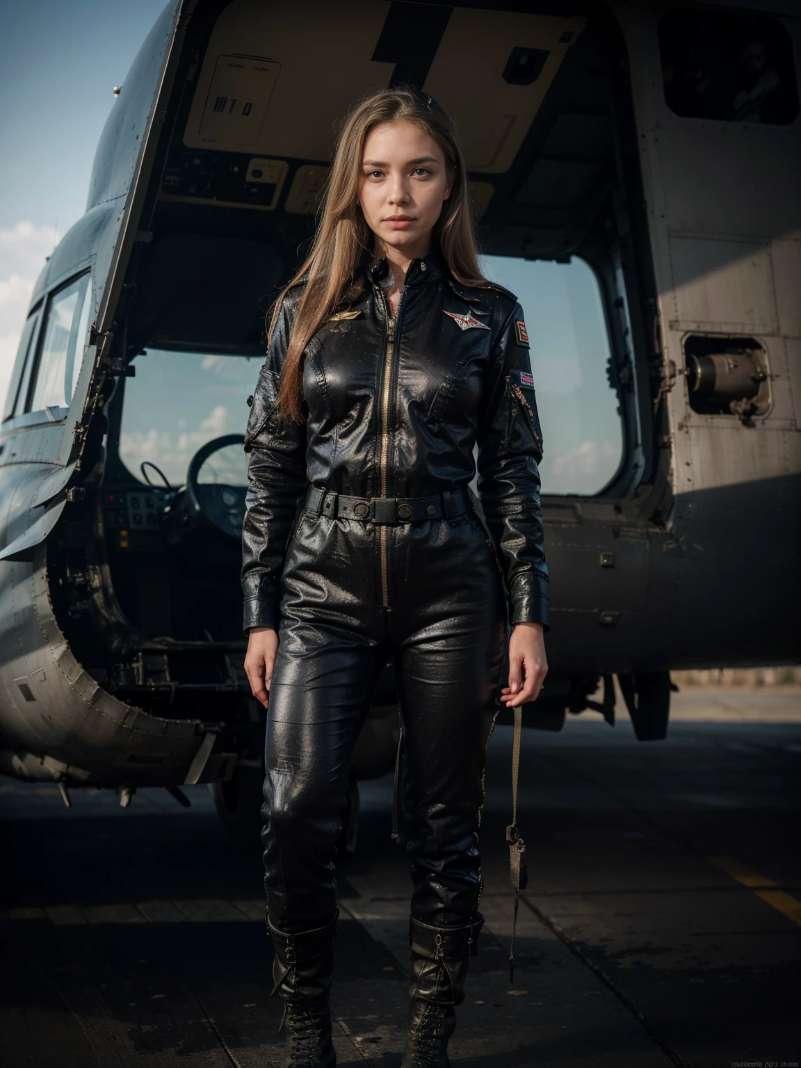 julia yaroshenko, ((pilot)), pilot uniform, ((full body military uniform)), pilot,standing on a burning plane, in front of the camera, ((perfect eyes, detailed eyes,realistic eyes)), ((sharp face, detailed face, realistic face, naturtal skin, realistic skin, detailed skin, pores))