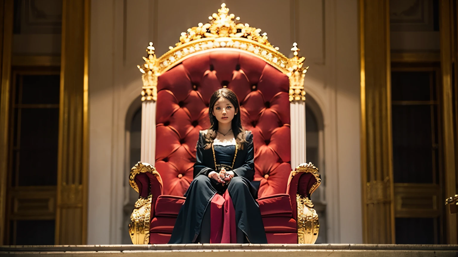 Girl Sitting on Throne Inside the Royal Palace