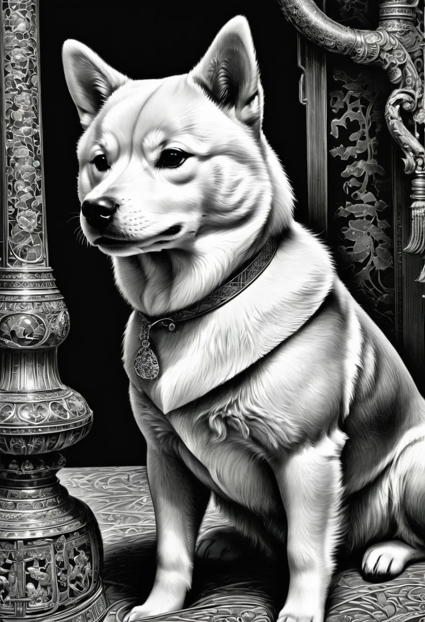 A Shiba Inu, by Gustave Doré, best quality, masterpiece, very aesthetic, perfect composition, intricate details, ultra-detailed