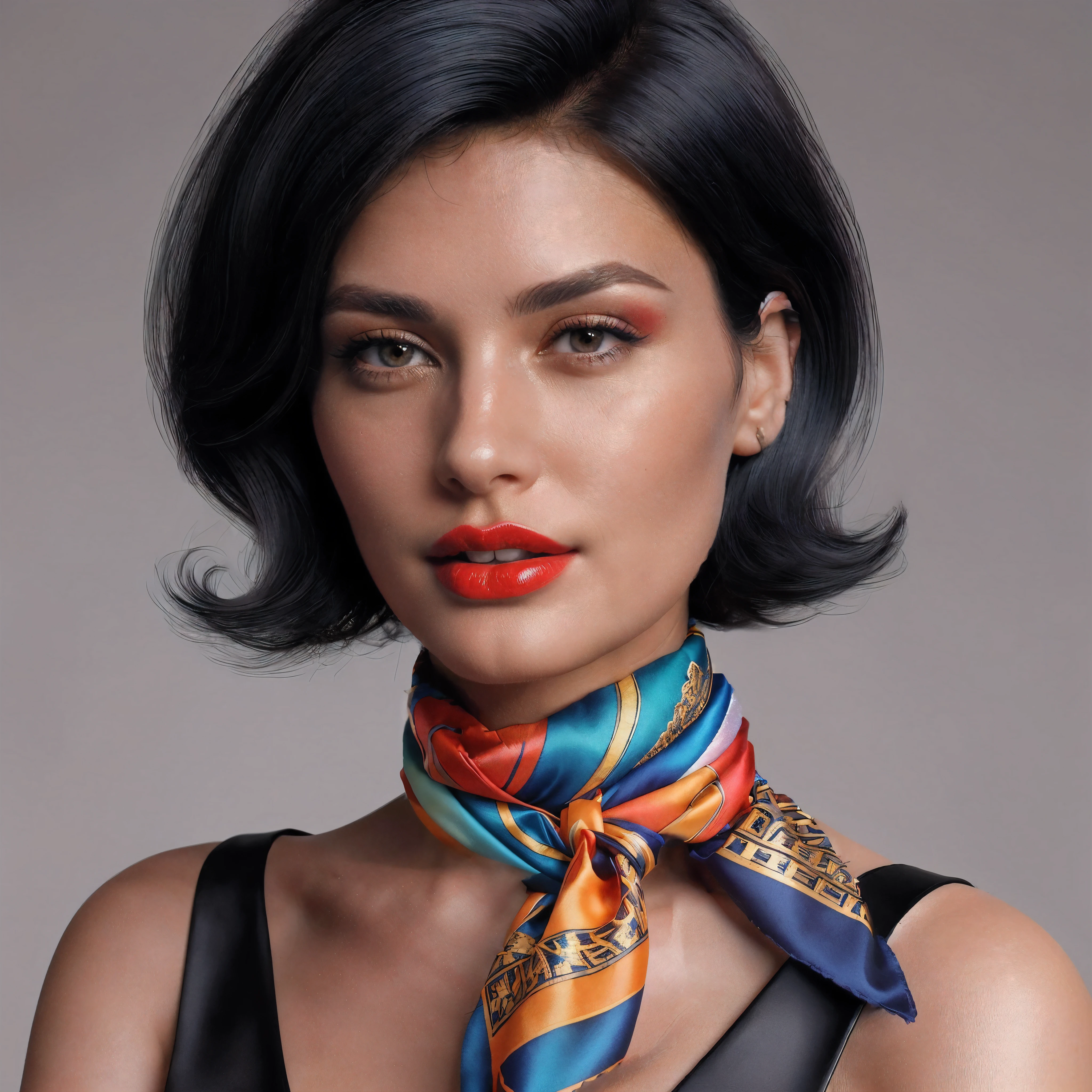 30 year old womens face with red lips