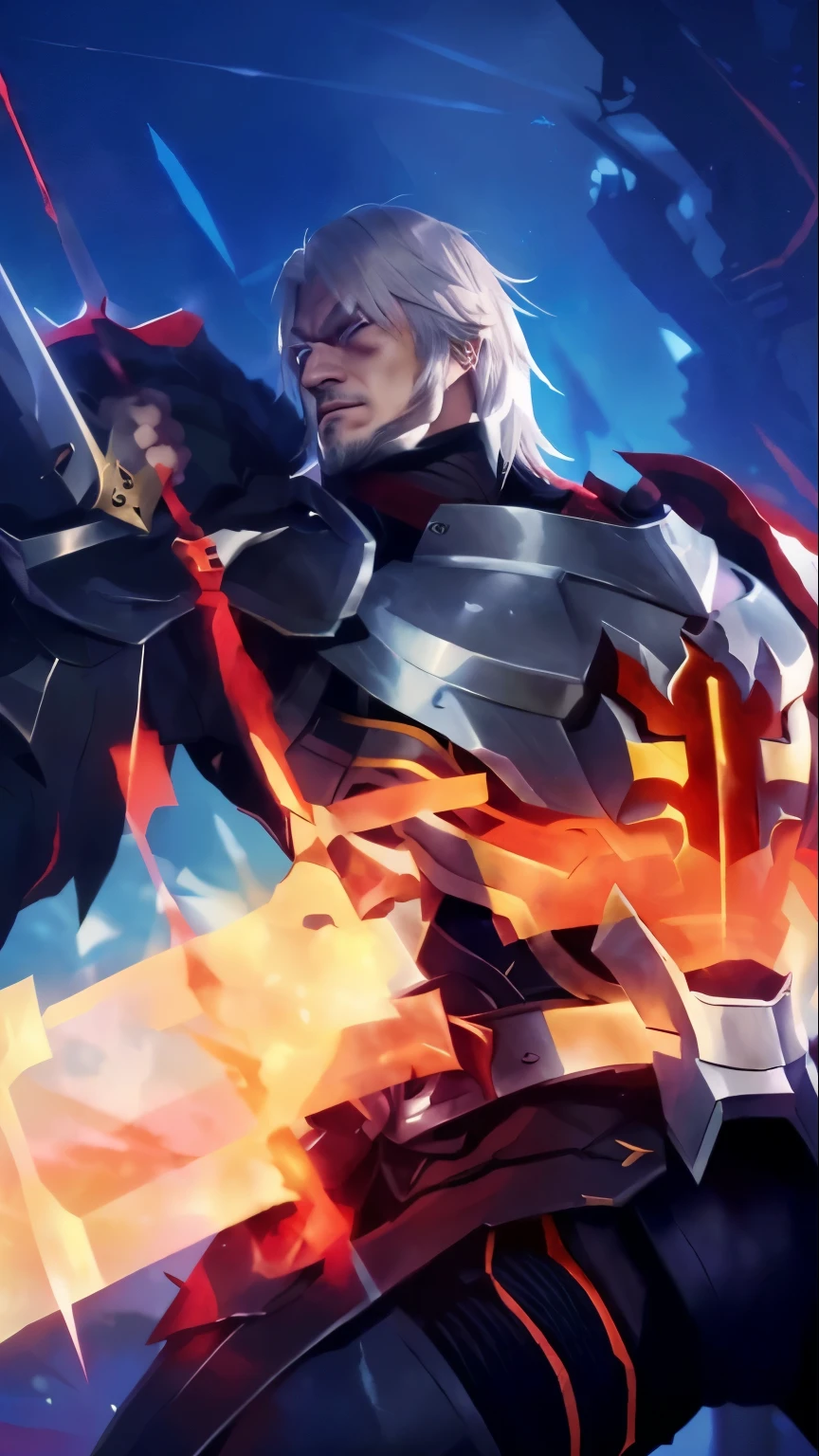 a close up of a man in armor with a sword, g liulian art style, official splash art, heise jinyao, thertrevkaiser, painted portrait of mordekaiser, mobile wallpaper, keqing from genshin impact, full protrait, official art, rossdraws 2. 0, style of duelyst, rossdraws sakimimichan