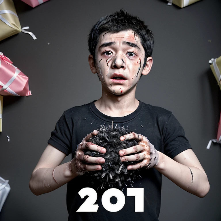 Caught in an exploding birthday gift、A comedy about a boy covered in soot and left in tatters.