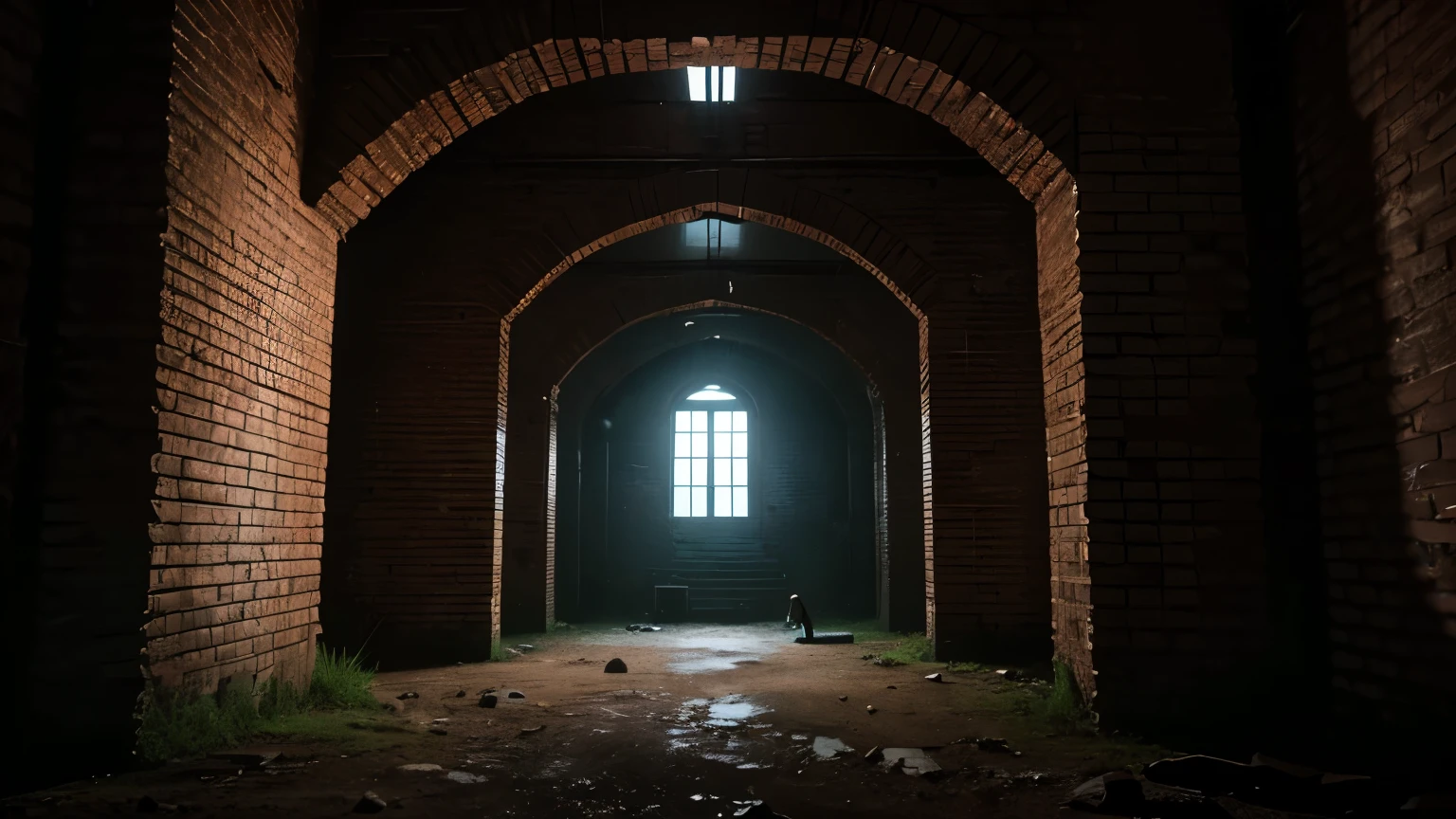 (best quality,photo-realistic:1.2),ultra-detailed,hidden gem,secret location,dusk,dimly lit room,solid walls,bricks,no escape,tense atmosphere,desolate world,hopeless,narrow space