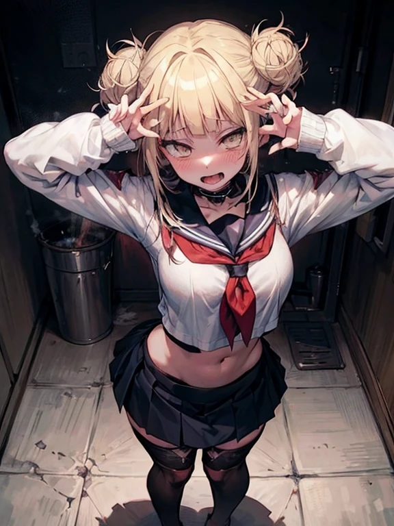 masterpiece, top quality, best quality, 1girl, (above angle), erotic, (nsfw), Toga, (yellow eyes), (crazed eyes), (ahegao)