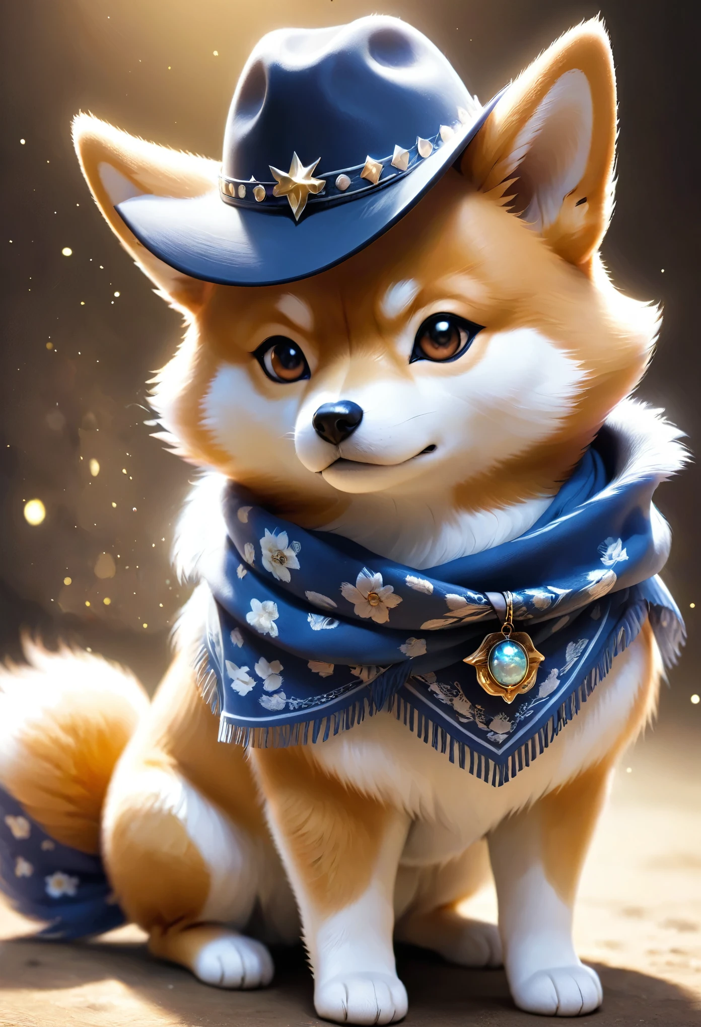 cowboy:((Shiba Inu)),cowboyの衣装:detailed,cowboyハット,scarf,Gunman,Western Background,複雑なdetailed,Beautiful light and shadow,hard boiled,Animal anthropomorphism,Shiba Inuの擬人化,cool,フワフワのShiba Inu,Fluffy texture