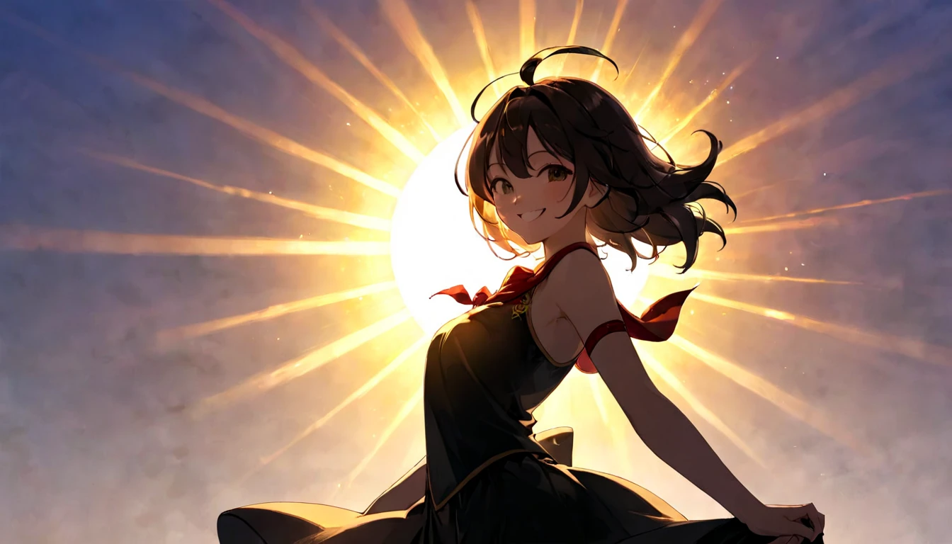 Today is a happy day、sun and shadow、Strong female silhouette、Smiling Girl,black,magick,stiiting