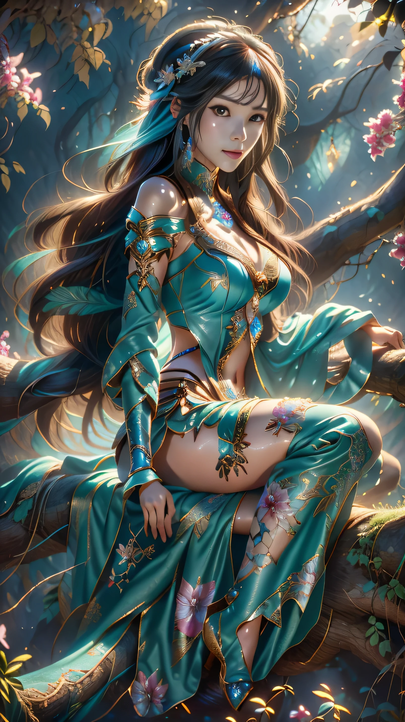 a close up of a girl long hair sitting on a tree trunk , extremely detailed artgerm, ig model | artgerm, style artgerm, crystal maiden, artgerm detailed, artgerm lau, splash art, style of artgerm, ! dream artgerm, as seen on artgerm, artgerm style