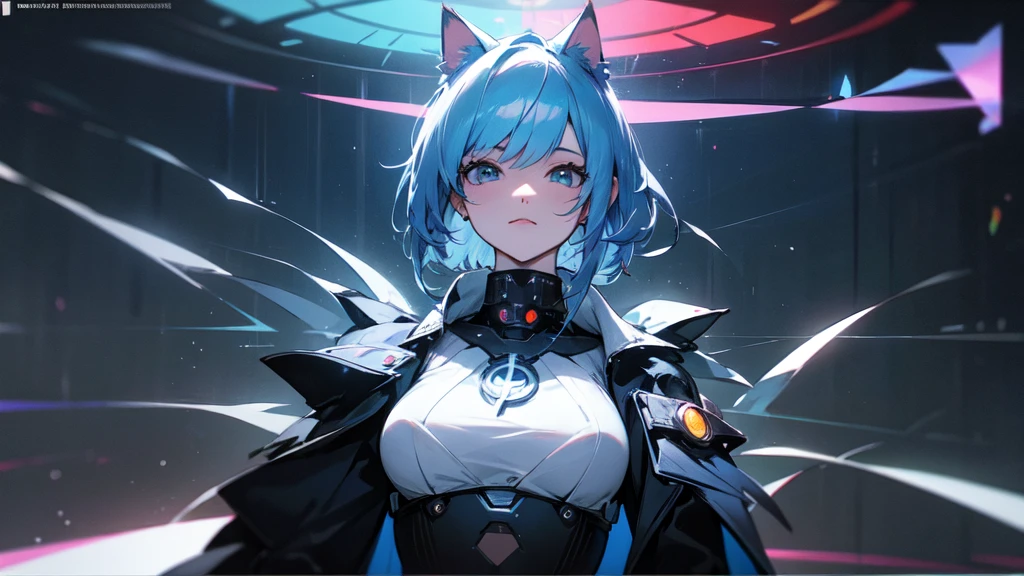 Financial House、technology, AI, Futuristic, Blockchain, International Monetary Fund, (Matrix World) 、Girl、Cat ear,barist