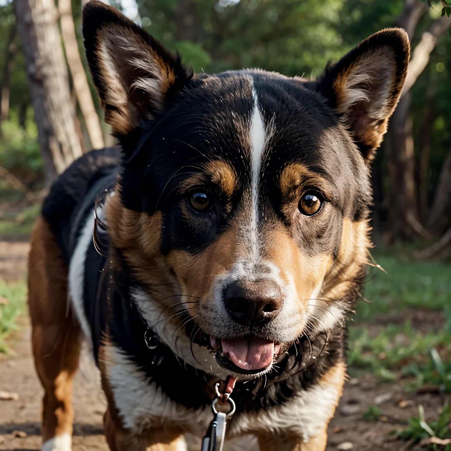 Crea un fondo que sea de naturaleza para poder agregar una foto de un perro con la lengua afuera 