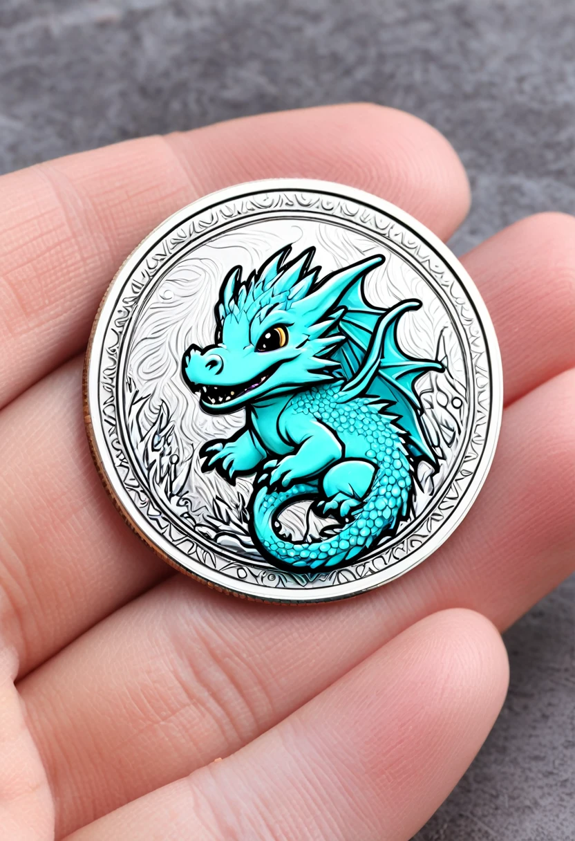 cute water dragon meme coin with tiny wings and fangs