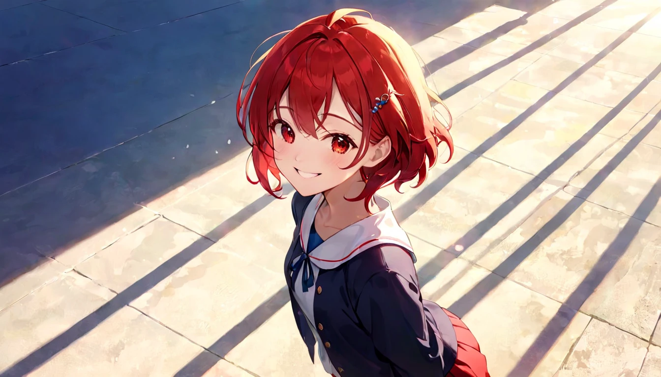 Today is a happy day、sun and shadow、Strong female silhouette、Smiling Girl,red girl