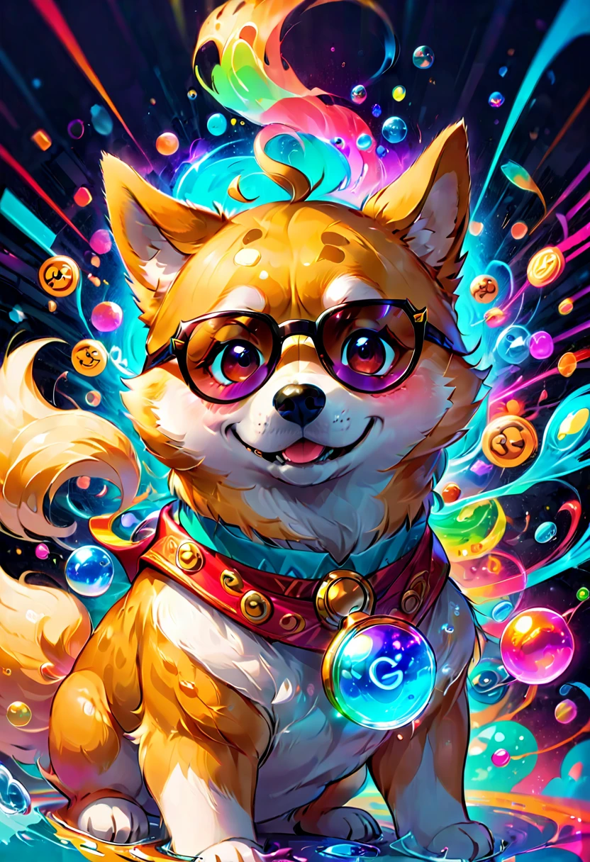 (best quality,4k,8k,highres,masterpiece:1.2),ultra-detailed,(realistic,photorealistic,photo-realistic:1.37),a Shiba Inu,dogecoin artstyle,aesthetic,memorable eyes,cheerful expression,cute round face,fluffy ears,curled tail,playful demeanor,vibrant colors,comic book illustration,vibrant background,digital painting,humorous depiction,stylized rendering,dynamic pose,suchi big doge,comic style shading,comic bubbles,elevated height perspective,shiba wearing sunglasses,dogecoin logo in the background,doge cryptocurrency mascot,eye-catching composition,funny captions,retro comic aesthetic,motion lines,emphasis of wow factor,doge meme reference,colorful bokeh lights,,impactful lighting,modern pop art influences,attention to brand identity,stylized typography,playful typography design,detailed fur texture,digital brush strokes.