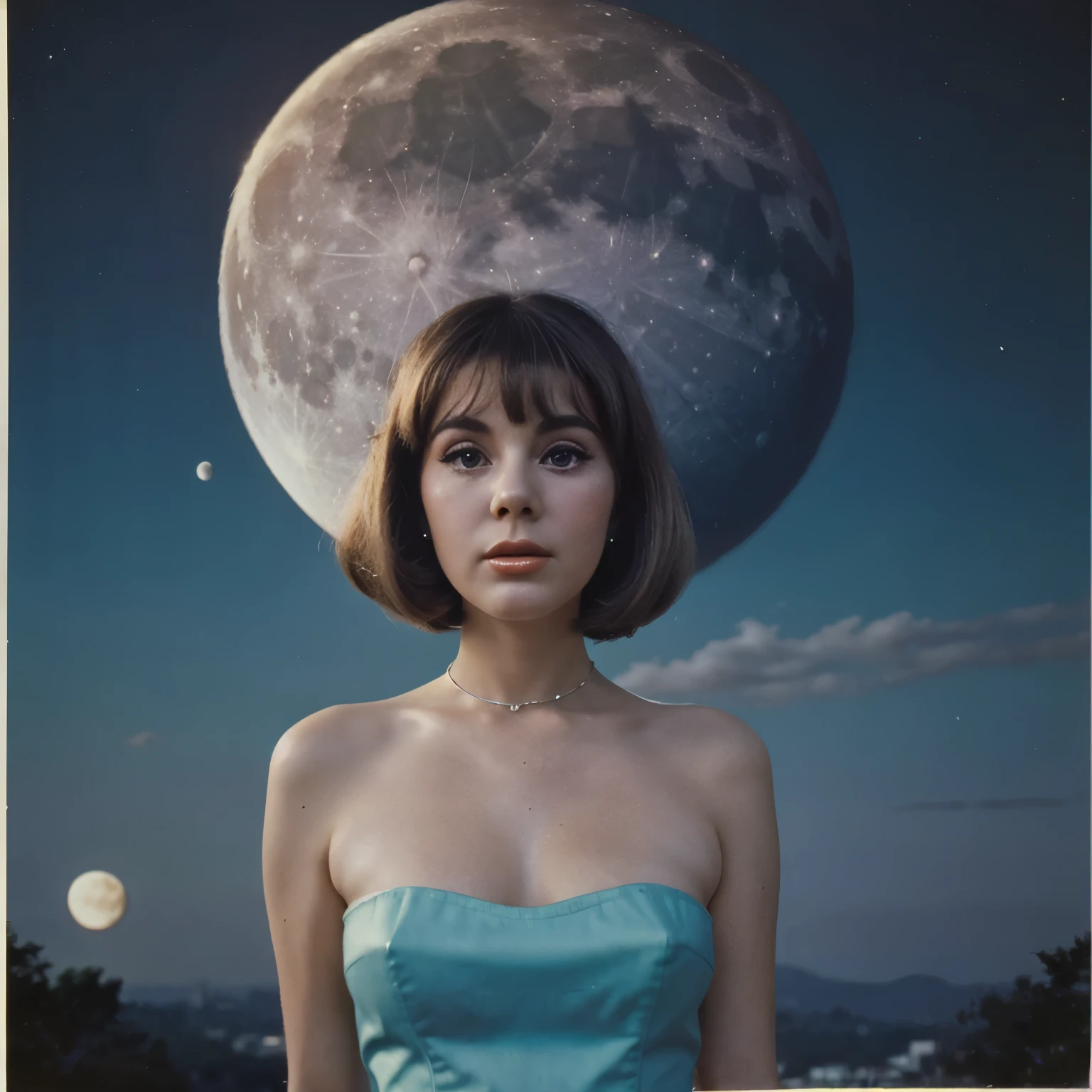 60s visual with a moon