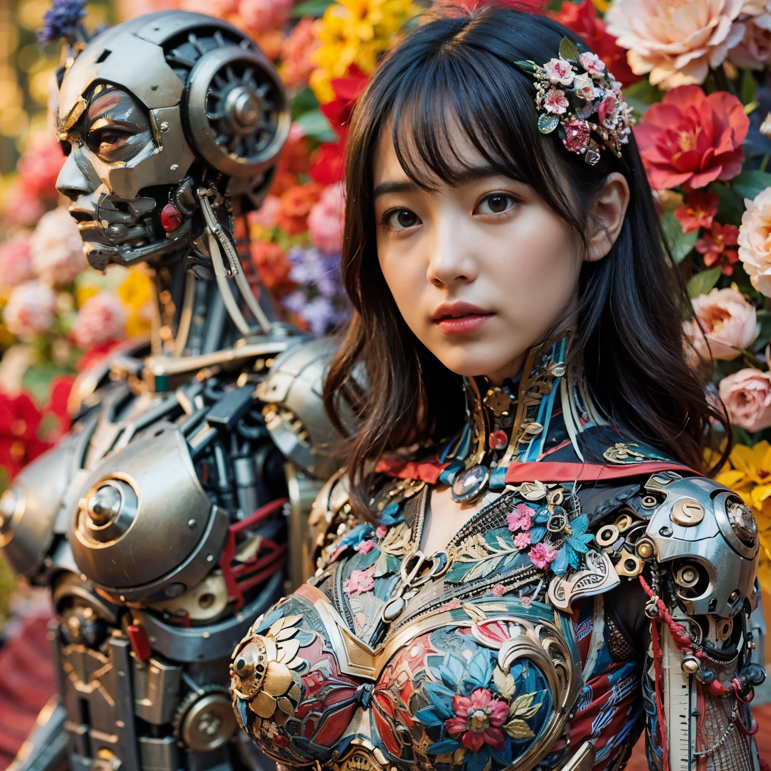 (masterpiece, best quality:1.2), (8k uhd, 16k, 32k, ultra high res), (photorealistic:1.37), (RAW photo), ultimate-realistic, ultimate-realistic details, ultimate-realistic texture, ultimate-intricate details, ultimate-realistic lighting, ultimate-realistic shadow, 1 japanese girl, ultimate-cute face, ultimate-RAW skin, ultimate-realistic eyes, (mechanical:1.4), (armor), full body, wide shot