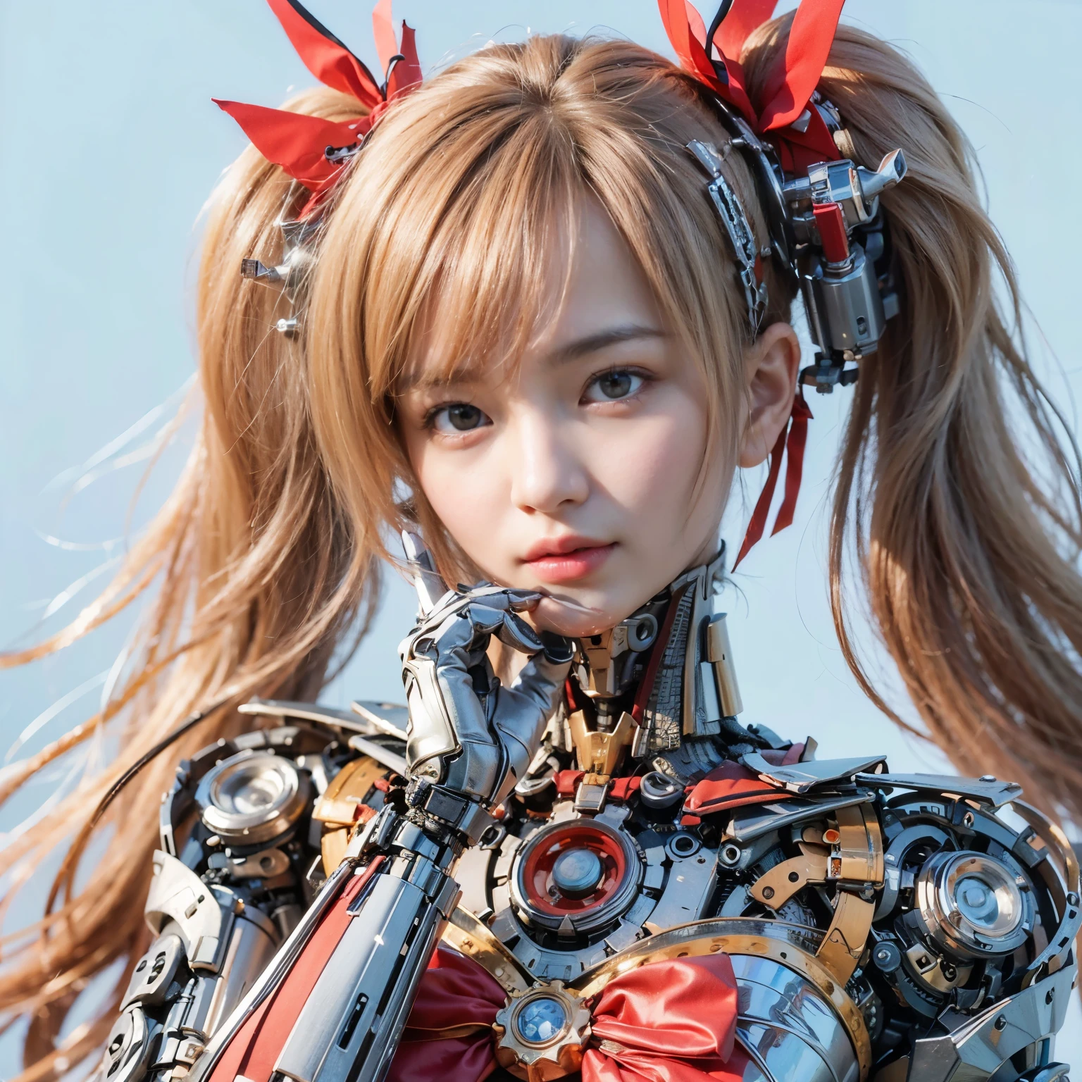 (masterpiece, best quality:1.2), (8k uhd, 16k, 32k, ultra high res), (photorealistic:1.37), (RAW photo), ultimate-realistic, ultimate-realistic details, ultimate-realistic texture, ultimate-intricate details, ultimate-realistic lighting, ultimate-realistic shadow, 1 japanese girl, ultimate-cute face, ultimate-RAW skin, ultimate-realistic eyes, (mechanical:1.4), (armor), full body, wide shot