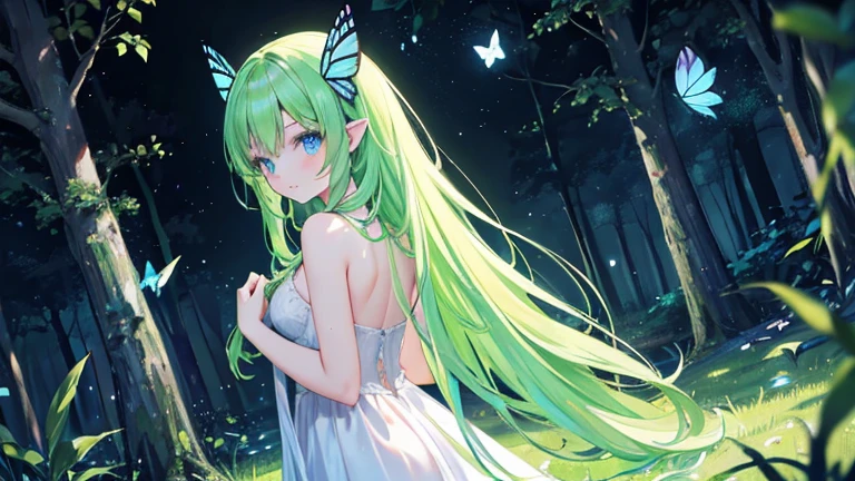 In the dark forest, there are so many many beautiful glowing butterflies and beautiful glowing fairies Mr./Ms..
In the dark forest, there are countless beautiful glowing fairies and beautiful glowing butterflies