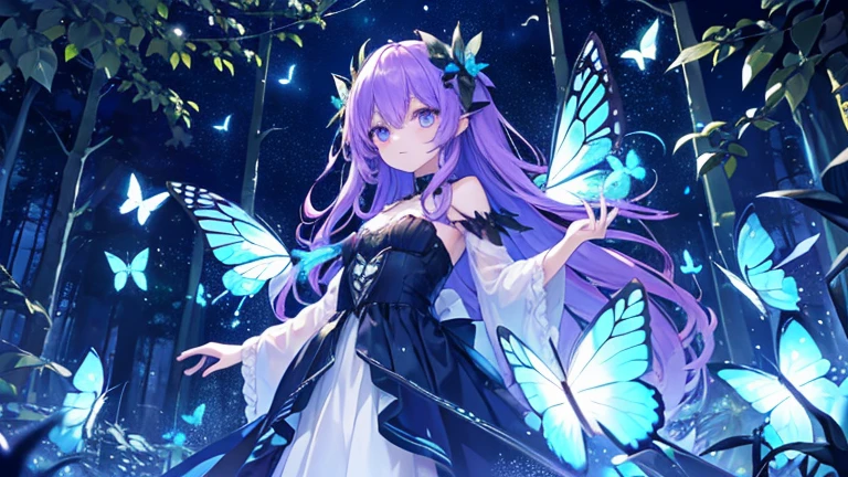 In the dark forest, there are so many many beautiful glowing butterflies and beautiful glowing fairies Mr./Ms..
In the dark forest, there are countless beautiful glowing fairies and beautiful glowing butterflies
