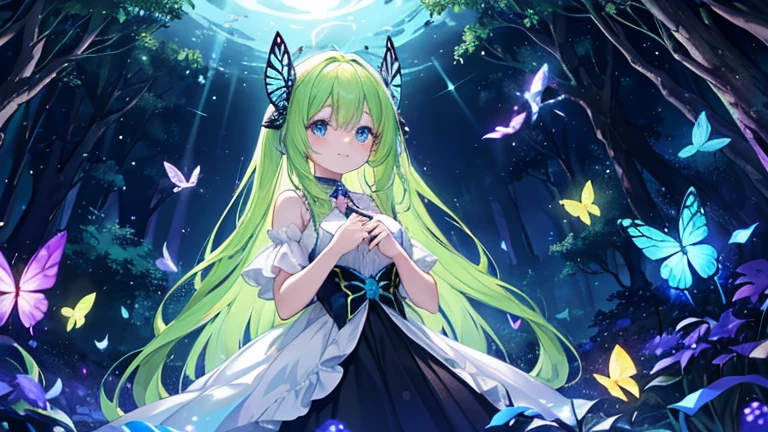 In the dark forest, under the sparkling sunlight, there are countless beautiful glowing fairies and beautiful glowing butterflies
In the dark forest, there are many beautiful glowing butterflies and beautiful glowing fairies Mr./Ms..
