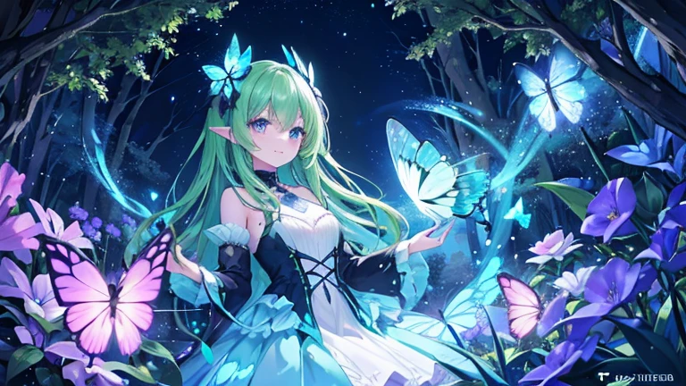In the dark forest, under the sparkling sunlight, there are countless beautiful glowing fairies and beautiful glowing butterflies
In the dark forest, there are many beautiful glowing butterflies and beautiful glowing fairies Mr./Ms..