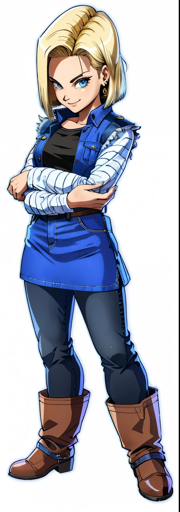 melhor qualidade, Extremamente Realista, high resolution, E18, 1 garota, android 18, Sozinho, cabelo loiro, olhos azuis, cinto, saia jeans azul justa, colar de ouro, camisa preta, cabelo curto, mangas compridas, mangas listradas, brincos, colete aberto, Colete jeans azul, seios grandes, tiro de vaqueiro, Parque da Cidade, sempre em frente, (clima: chovendo), sentado, full length pantyhose, Battle ruins, quadris largos, roupas rasgadas, shy smile, pernas abertas, calcinha branca,