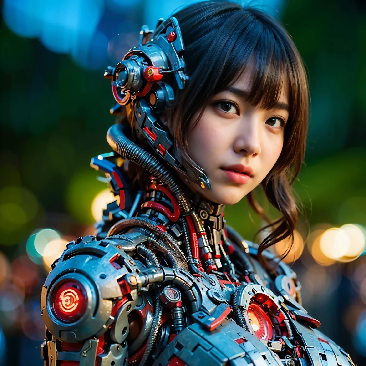 A close up of a woman in a futuristic suit with a camera - SeaArt AI