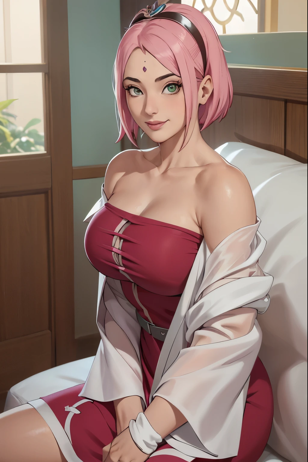 (((vestido sexy con hombros descubiertos))), Obra maestra， La mejor calidad en el mejor de los casos， 1 chica， sakura haruno， (((senos enormes)))，((hombros desnudos))，（((((escote)))))，（Primer plano de la parte superior del cuerpo)，sexy，Is shy，sonrisa，con cabello rosado， Pelo largo blanquecino， （ojos verdes:1.4)， forehead protection， Los cerezos，Cerezos en flor volando, ((((Figura tetona)))), :1.1, :1.1, ahegao:1.1,(enorme, grande  ),Media cremallera, mostrando sus grandes tetas, Mirando al espectador, Hermosos ojos, sonrisa seductora sexy, belleza sensual, girl sole, tetas perfectas
