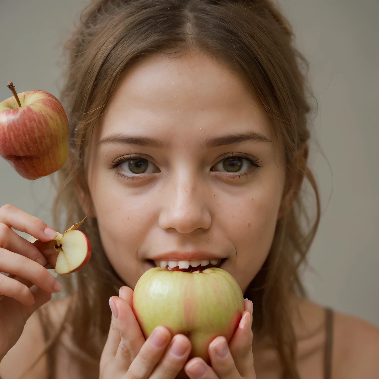 Create an image of eating million of apple