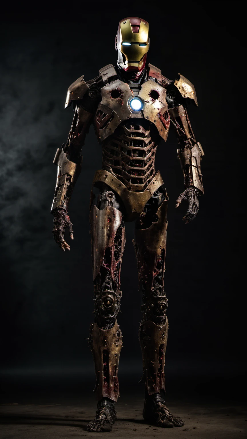(nvinkpunk:0.8) (full body:0.6) (portrait:0.7) photograph of (undead zombie:1.1) (zombified:1.2) (armored:0.7) Ironman, (rotting:1.1), (putrid:1.1), (decayed:1.1), (dessicated:1.1), (mummified:1.1), cinematic lighting, golden ratio, perfect composition, elegant, no crop, 4k, sharp focus, masterpiece, backlight, cinematic, cyberpunk, photorealistic, Bladerunner, action, moody lighting