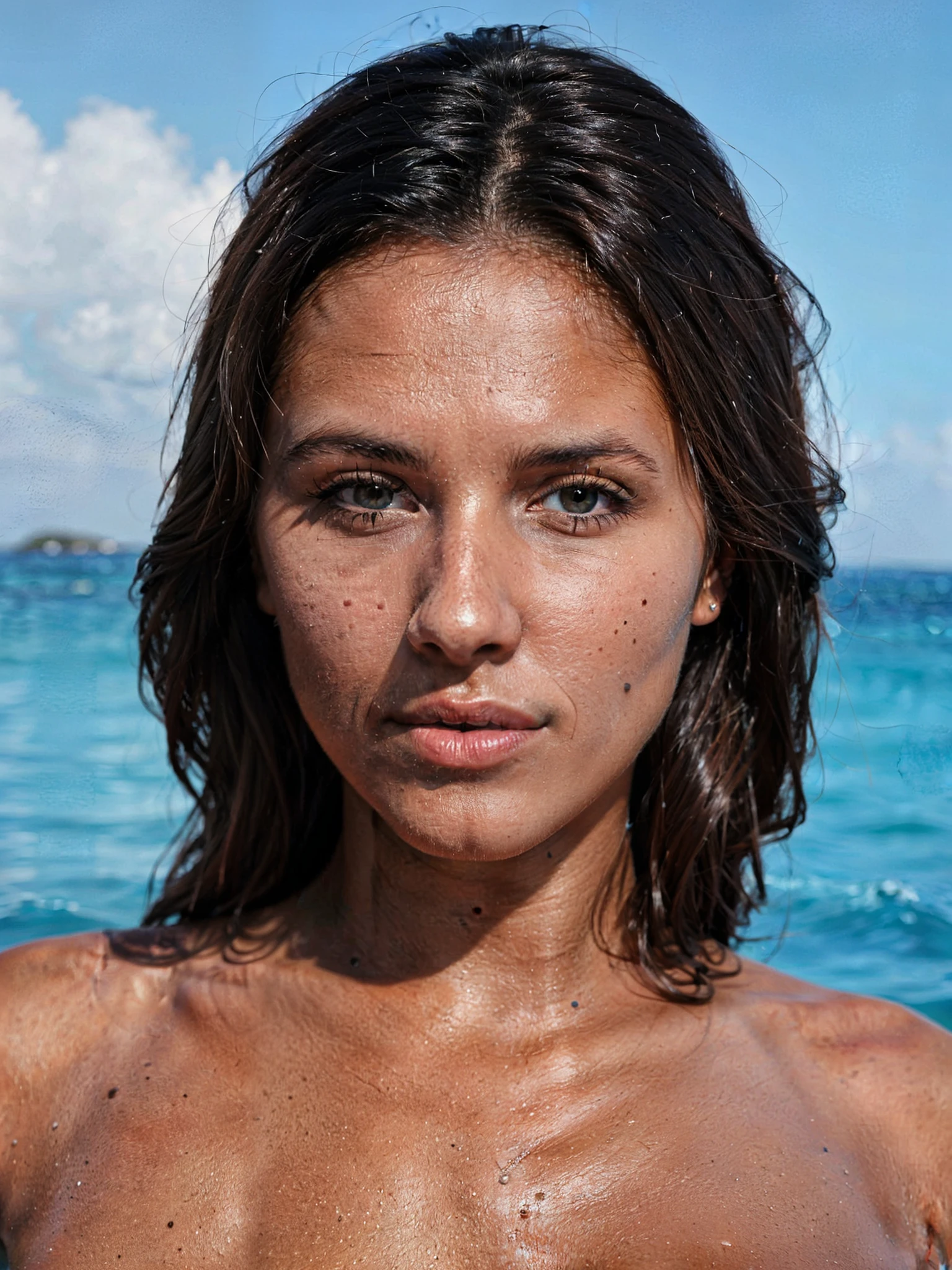 Portrait d’une femme de 19 ans, 8k, high quality, spectaculaire, cinematic, brune cheveux, a little lightly tanned