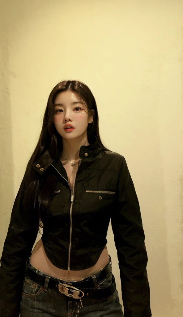 mulher arafed em uma jaqueta de couro preta e jeans posando para uma foto, Jennie Kim, Bella vestido com jaqueta de couro curta, ela usa jaqueta de couro, vestido com jaqueta de couro, vestindo uma roupa completa de couro, 18 anos de idade, 2 modelo feminino de 4 anos, vestido de couro preto, vestindo jaqueta de couro, Jennie do blackpink.