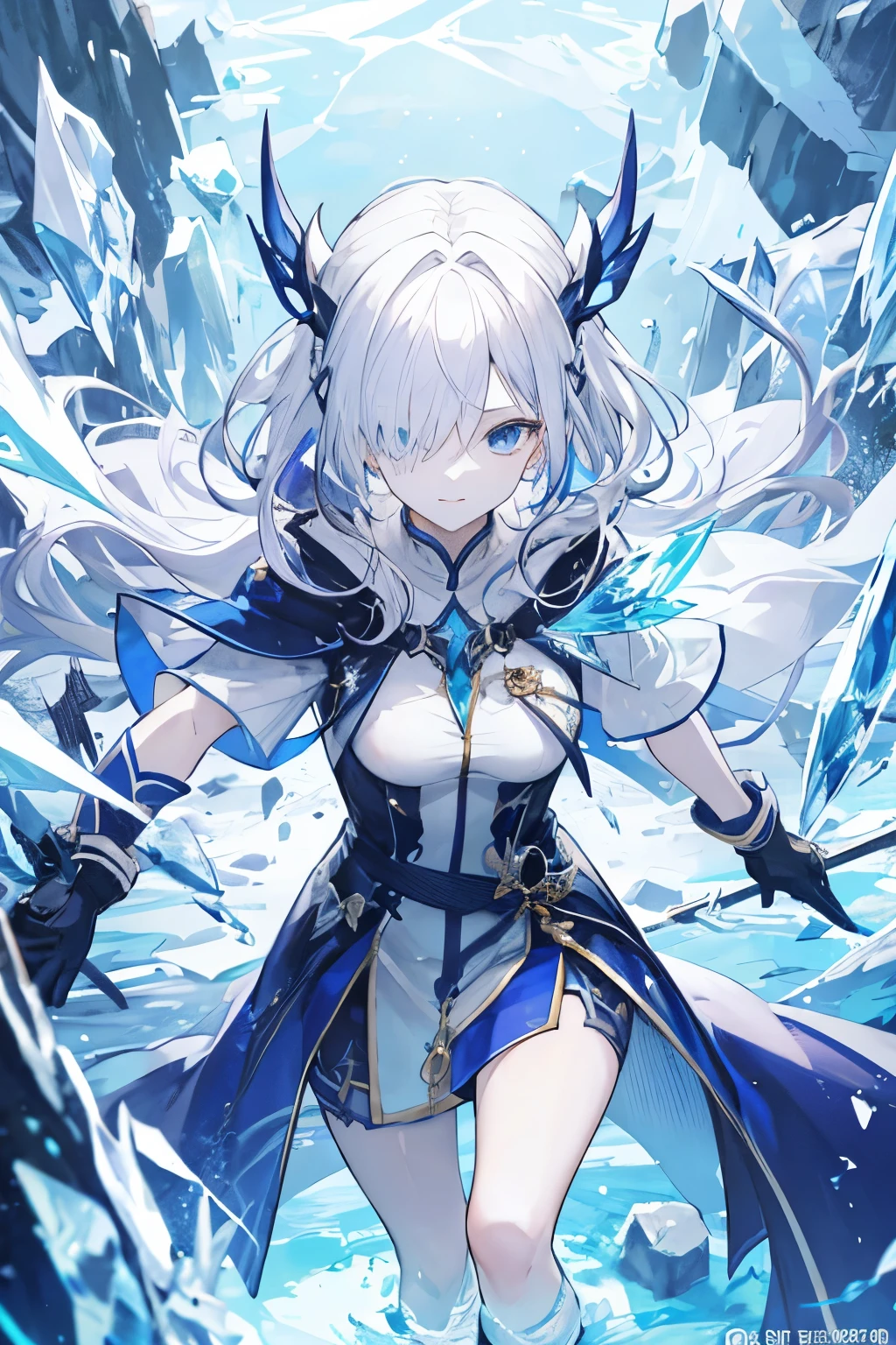 Female personality: A mature and cute appearance:

Put your hair to one side so one eye is visible、The other eye is hidden by hair。
The hair is medium length、Lightly wavy。
Has pale blue eyes、Have clear skin。


ice powers: Has the ability to control ice、Freeze enemies or、Can create ice barriers。
Seeker of Knowledge: As a scholar、Value knowledge、He is passionate about discovering ancient ruins and uncovering mysteries during his adventures.。