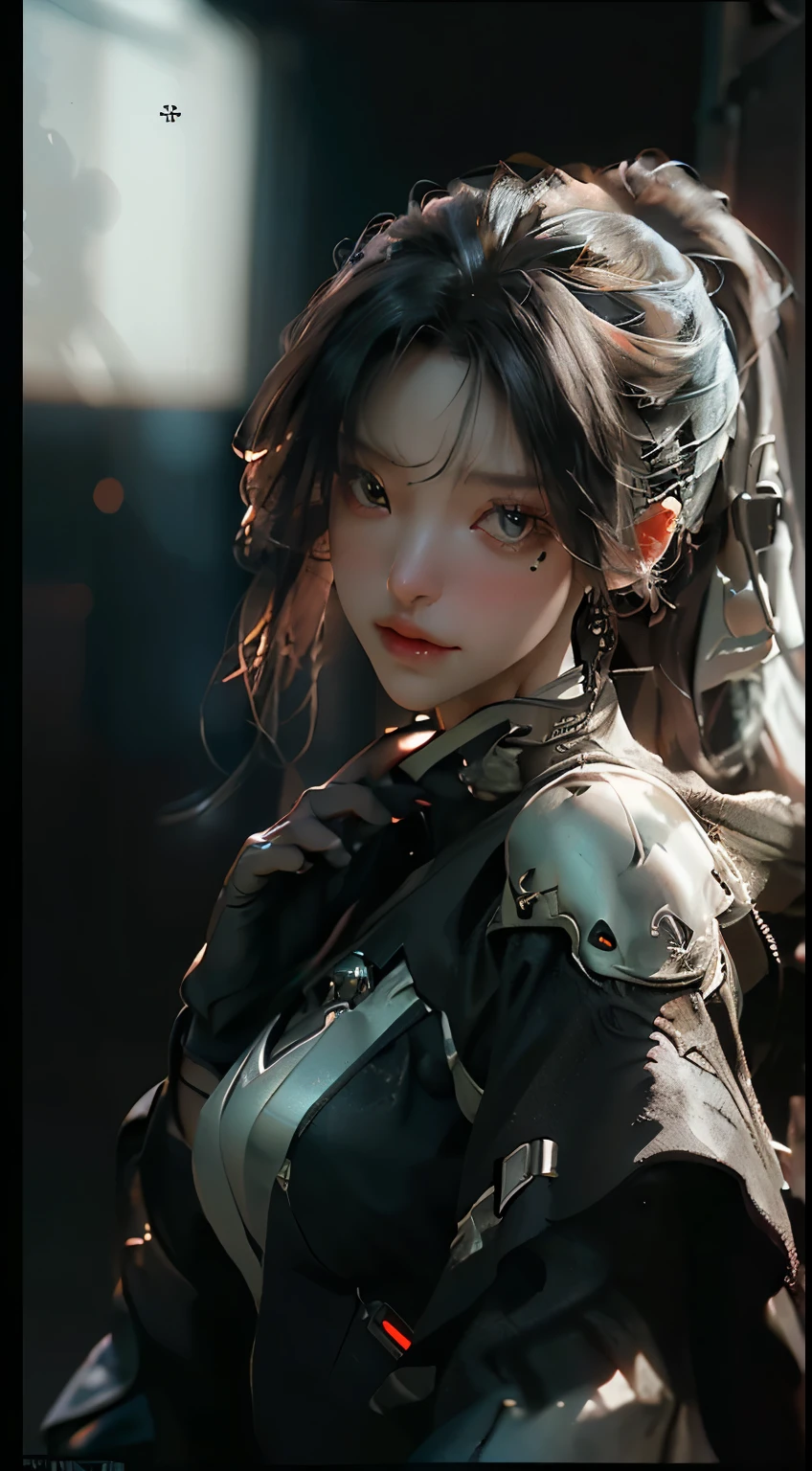 ((Best quality)), ((masterpiece)), (detailed:1.4), 3D, an image of a beautiful cyberpunk female,HDR (High Dynamic Range),Ray Tracing,NVIDIA RTX,Super-Resolution,Unreal 5,Subsurface scattering,PBR Texturing,Post-processing,Anisotropic Filtering,Depth-of-field,Maximum clarity and sharpness,Multi-layered textures,Albedo and Specular maps,Surface shading,Accurate simulation of light-material interaction,Perfect proportions,Octane Render,Two-tone lighting,Wide aperture,Low ISO,White balance,Rule of thirds,8K RAW,