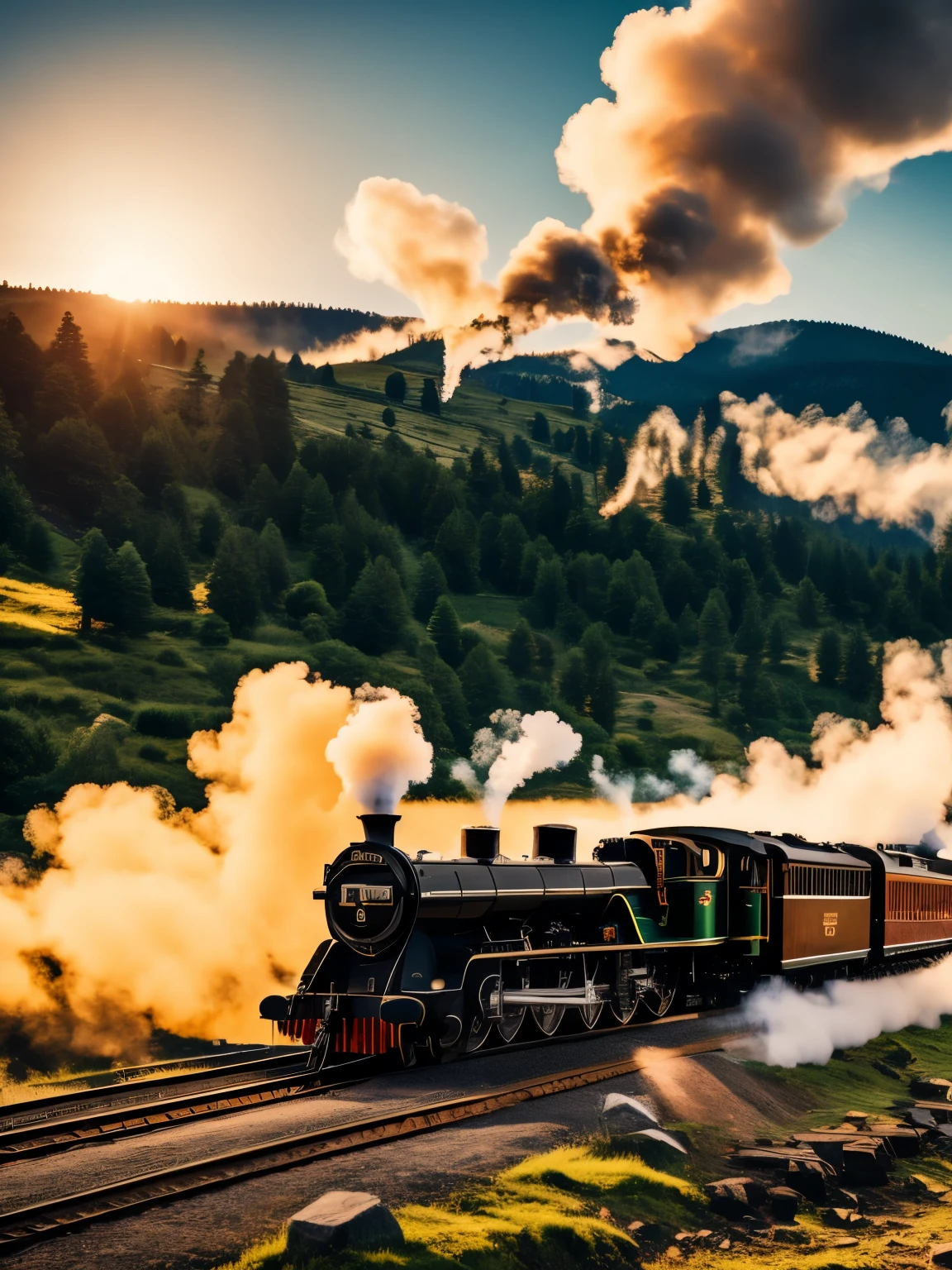 steam train, ultra detailed, high quality, 8k resolution