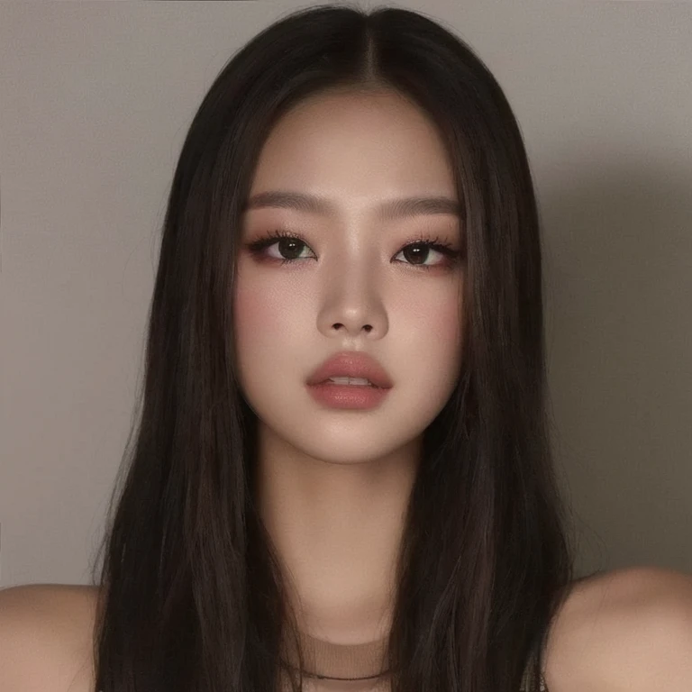 um close de uma mulher com cabelos longos e uma blusa branca, jennie blackpink, portrait of jossi do blackpink, jossi do blackpink, parque roseanne de blackpink, estacionar a partir de-min, retrato de jisoo blackpink, heonhwa choe, lalisa manobal, gongbi, maquiagem sul-coreana popular, Lalisa Manoban do Blackpink