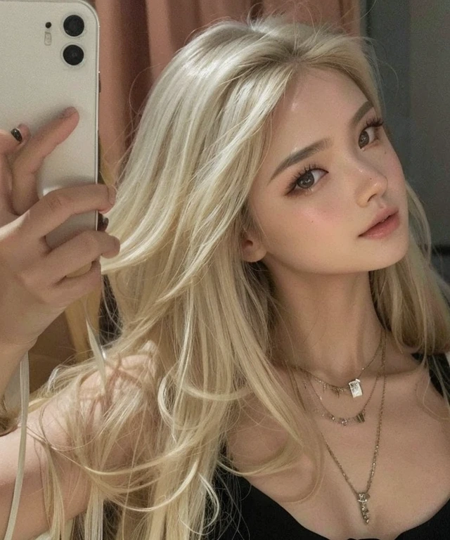 Garota bonita, olhos azuis, garota coreana, Asian girl, cabelo loiro