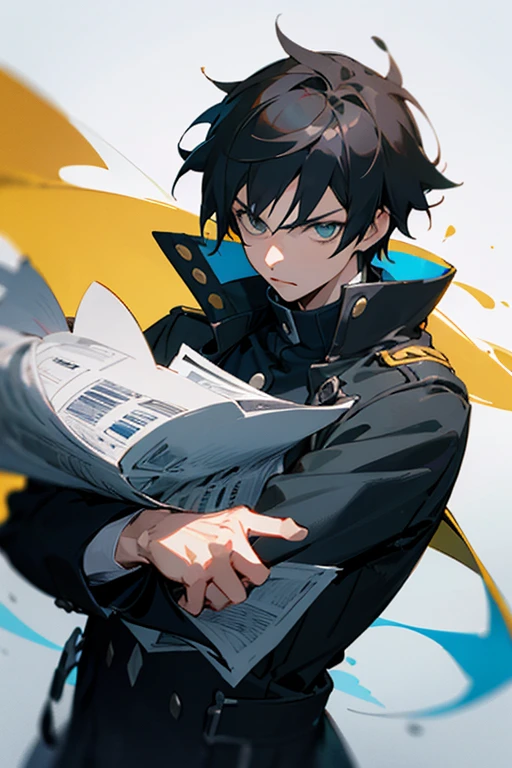 anime character in a trench coat holding a newspaper, con reloj, chico guapo en el arte de jujutsu kaisen, beautiful androgynous detective, serious cold male, detective, obra de arte al estilo de guweiz, fanart exquisito muy detallado, fanart detallado, pose de anime guapo, fanart de alta calidad, makoto shinkai ( legends of the apex ), digital anime illustration, personaje de anime masculino, guapo atractivo para audiencia femenina, retrato 