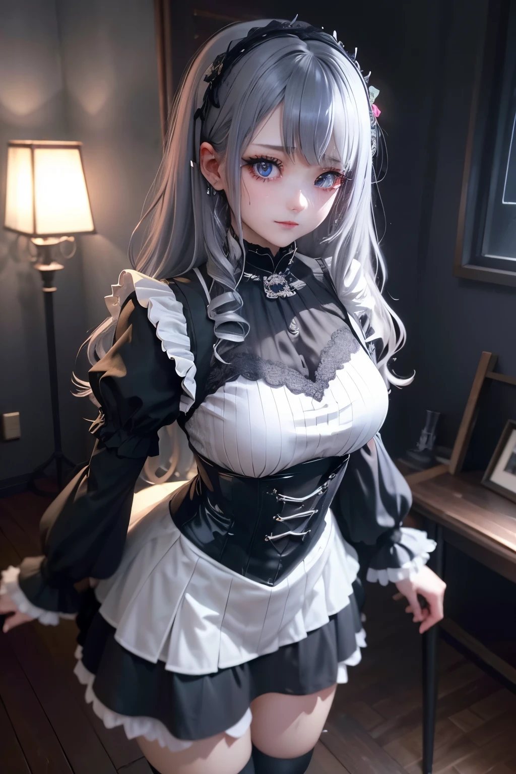 ハードDark Gothicメイク、deep night sky、Horror、Black dark eyeshadow、cry、sad、Good skin radiance、Dark Gothicメイク、Dark smile、palace、The beauty of fragrance、24-years-old、Expression of intense sexual pleasure、Embarrassed look、Dark Gothic、Obscene language、highest quality、View 5 books、Expression of sexual pleasure in suffering、Drunk face、紫のMaid clothes、Mysterious、Noble、A face that is holding back the toilet、sexy、Loving smile、Twin tail hair、jet black ruffle skirt、Right blue eye, Left eye is red、Super bewitching pose、Platform Heel Shoes、Heavy makeup、Gothic ta Clothing、A little slimmer、Silver Hair、Long Hair Straight Hair、Cute Gothic Loliress、Beautiful Face、elegant features、Fascinating face、Knee-high socks、Stained glassが背景、Chest glistening with sweat、The room is dark、goth long dress、Bell Sleeves、Wizard Sleeve、decadent look、Sexually excited expression、Gothic Mode、Glossy thighs wet with water、Thighs that are wet and shiny with oil、Background of a room full of roses、sad表情、Rose Maiden、The embroidery is pink、The dress has pink embroidery、Thigh-high socks、Knee-high socks、Gentle expression、masturbation behavior、Dark black eyeshadow、despicable act、Stained glassと薔薇背景、Wearing black underwear、Black panties、thighs are a little thin、Female Duo、female couple、I have lesbian friends、hug a girl、A blue lightning bolt glows in his right hand.、Blue electromagnetic waves shine in my hands.、dark church background、Stained glass、black metal world、Dark Castle、Dark Room、Slender body、upright、walk、Are standing、gothic long dresaid clothes、Victorian dresses、Her thighs glisten with sweat、My body is wet and shiny、Lots of glitter on the thighs、sweating、My thighs are sticky from sweating、Sweat glistens on the thighs, The whole body is sweaty and shiny、pretty sweaty、My thighs are sweaty、My thighs are so wet、My thighs are shining with sweat、A lot of sweat glistens all over the body、The thighs are the best、