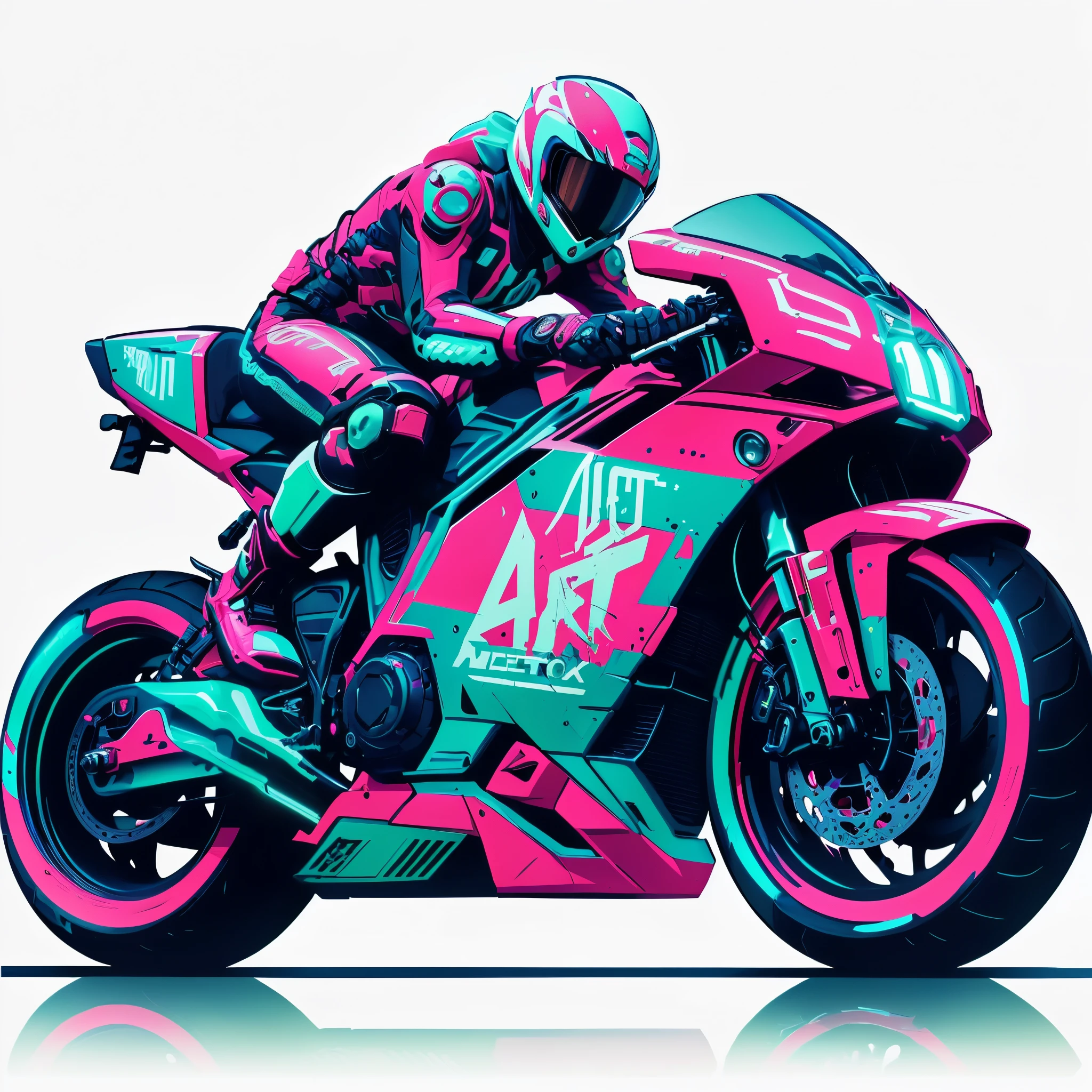 brightly colored motorcycle with rider on it's side leaning on the wheel, cyberpunk art style, vector art style, detailed vectorart, striking detailed artstyle, vector behance hd jesper ejsing, motorcycle concept art, futuristic art style, vector artwork, in style of digital illustration, sitting on cyberpunk motorbike, digital art style, hd vector art, vector art